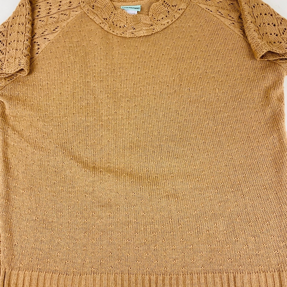 Sara Morgan-Crochet Short Sleeves top.Brown. Large